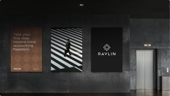 Dark editorial identity presentation